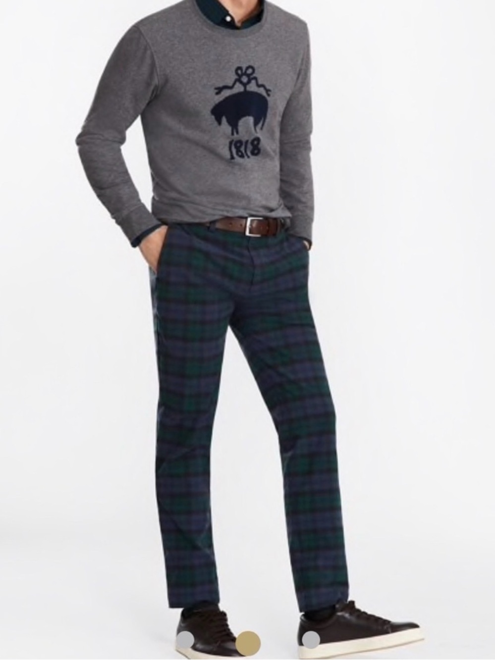 Brooks Brothers Men's Plaid Cotton Blend Chino Dress Pants Blue/Green 30x30 NWT